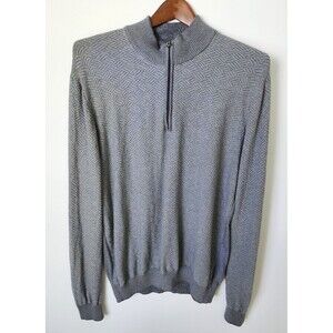 Robert Graham Mens 3XL Classic Fit Quarter Zip Sweater Pullover Gray 100% Cotton